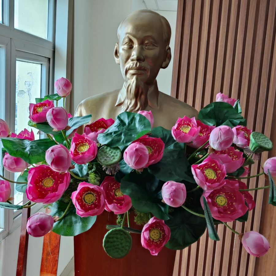 Hoa sen trang trí Tượng Bác