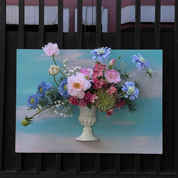 Tranh hoa mẫu đơn - Xanh biển - LC