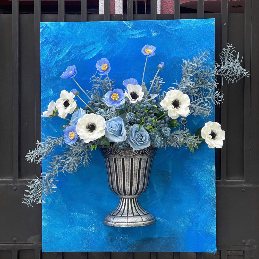 Tranh hoa anh túc lớn - Xanh biển - LC