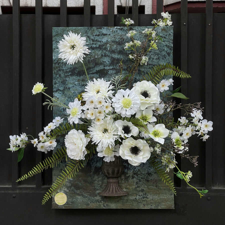 Tranh hoa cúc xù - Trắng - LC