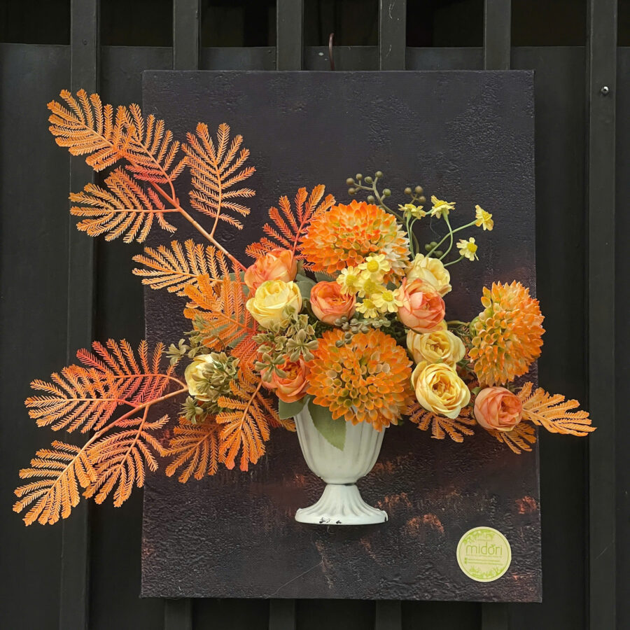 Tranh hoa thược dược - Cam - LC