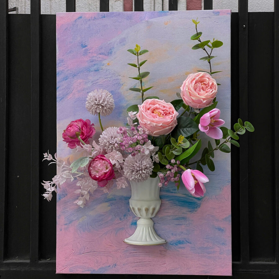 Tranh hoa Hồng David - Hồng đào - LC