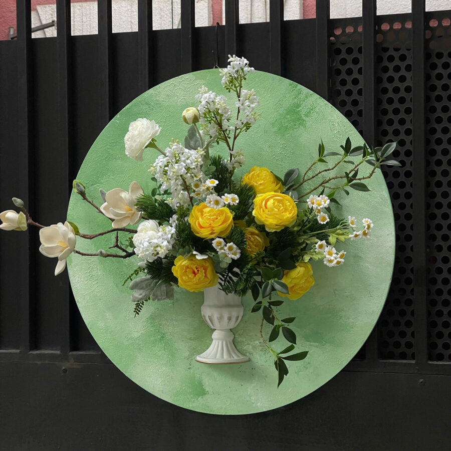 Tranh tròn hoa lê - Xanh bơ - LC